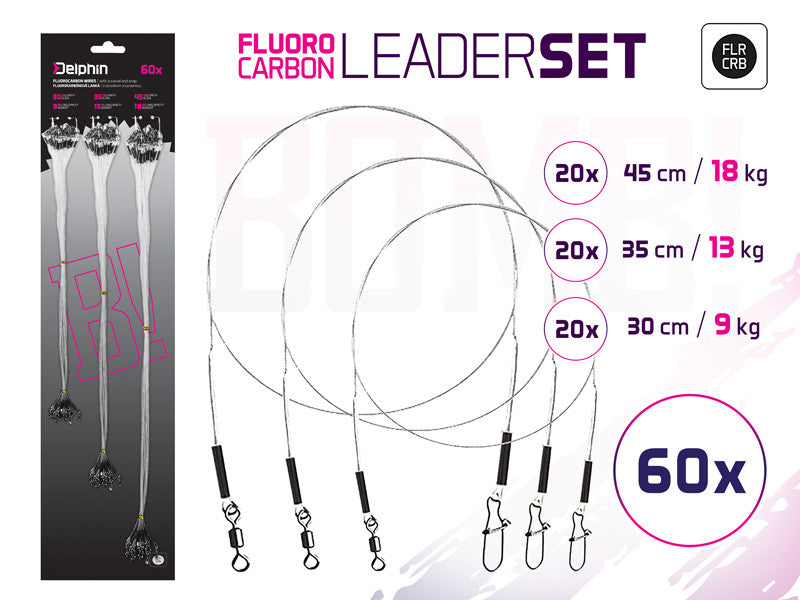 Fluorocarbonvorfach Set BOMB! mit Wirbel und Karabiner