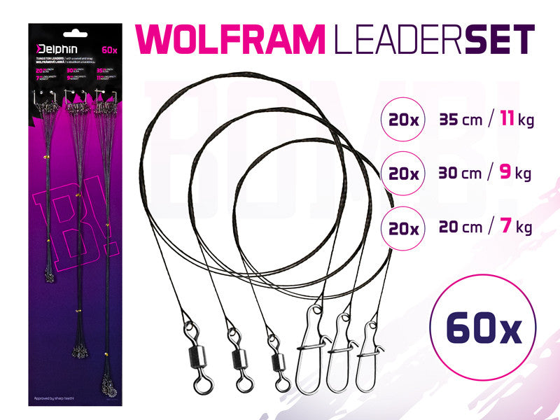 Wolframvorfach Set BOMB! mit Wirbel und Karabiner