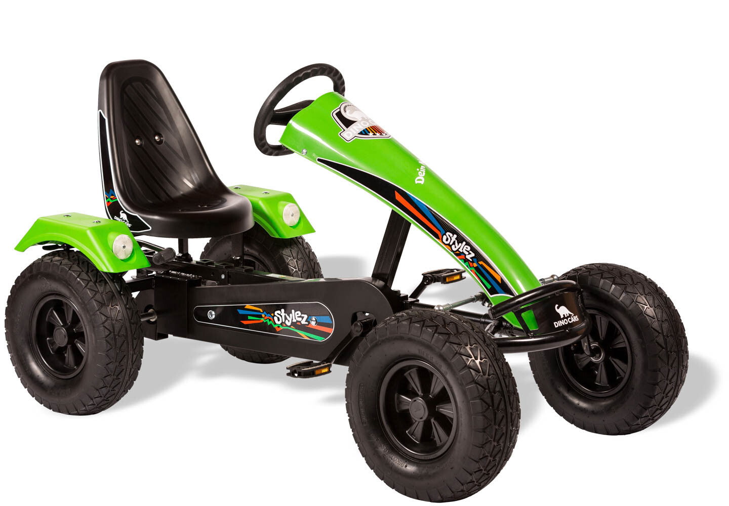 Dino-Cars Stylez - Rahmen Schwarz | Frontspoiler und Kotflügel Grün | Offroad-Breitreifen | ZF Freilauf