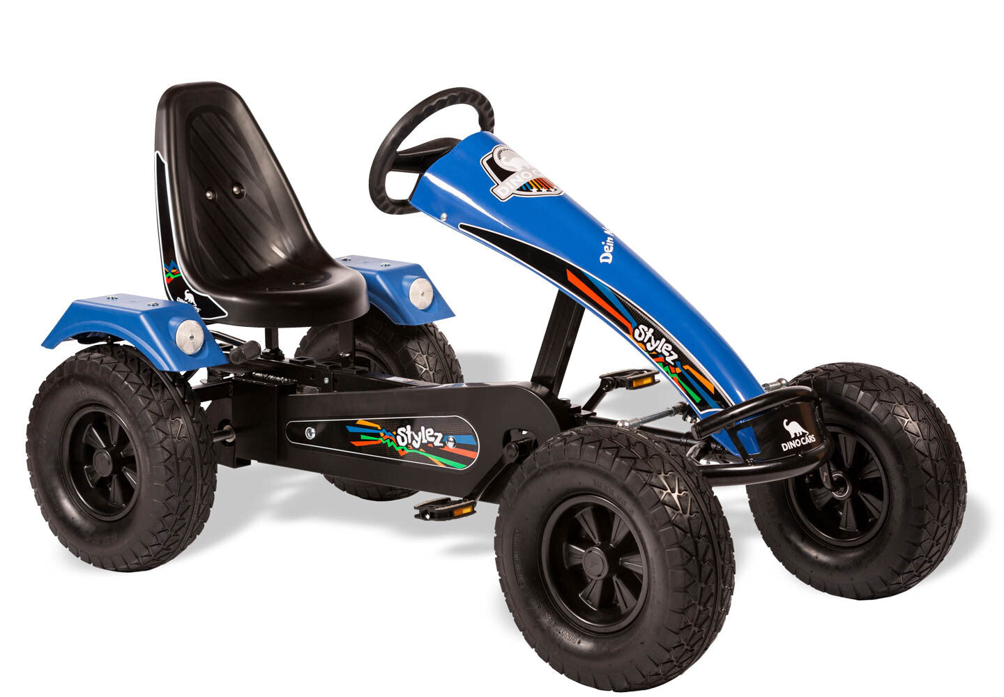 Dino-Cars Stylez - Rahmen Schwarz | Frontspoiler und Kotflügel Blau | Offroad-Breitreifen | ZF Freilauf