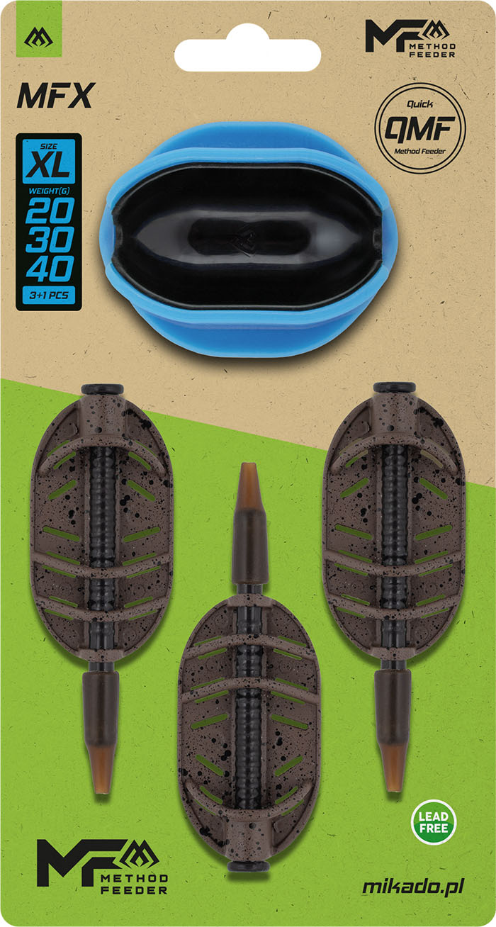 Mikado Feeder - Method Feeder Mfx - Q.M.F. Größe Xl - Set - 20+30+40g + Feeder Mould - 1 set.