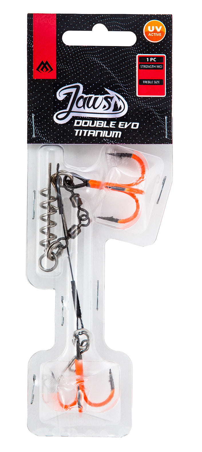 Mikado Stinger - Titan Jaws Double Evo Titanium Xl Uv - 30 Kg - Drillinge 2/0 , 1/0 - 1 STK.