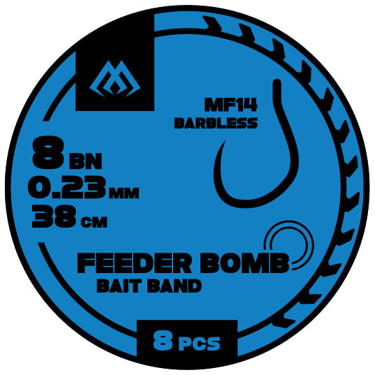 Mikado Fb Rig - MF14 Mit Bait Band - Haken Ohne Widerhaken NR. 6 / Monoschnur 0.25mm/38cm - 8 Stk.