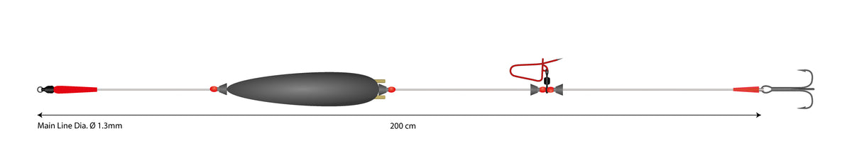 Mikado Set - Wels - Mono Catfish Set Ii-Adjustable Combi Rig With Rattle 20g/200cm/100kg - Drillingshaken: 3/0 - 1 Stk.