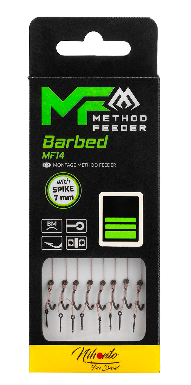 Mikado Leader Mf - MF14 Mit Nadel - Haken Mit Widerhaken Grösse 6 / Geflochtene SCHNÜRE: 0.16mm/10cm - 8 Stk.