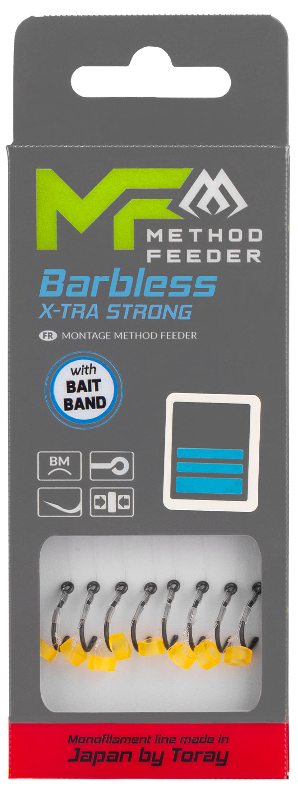 Mikado Method-Feeder-Vorfach - X-Tra Strong Mit Köderband - Haken Ohne Widerhaken NR. 14 / Monofil 0.20mm/10cm - 8 Stk.