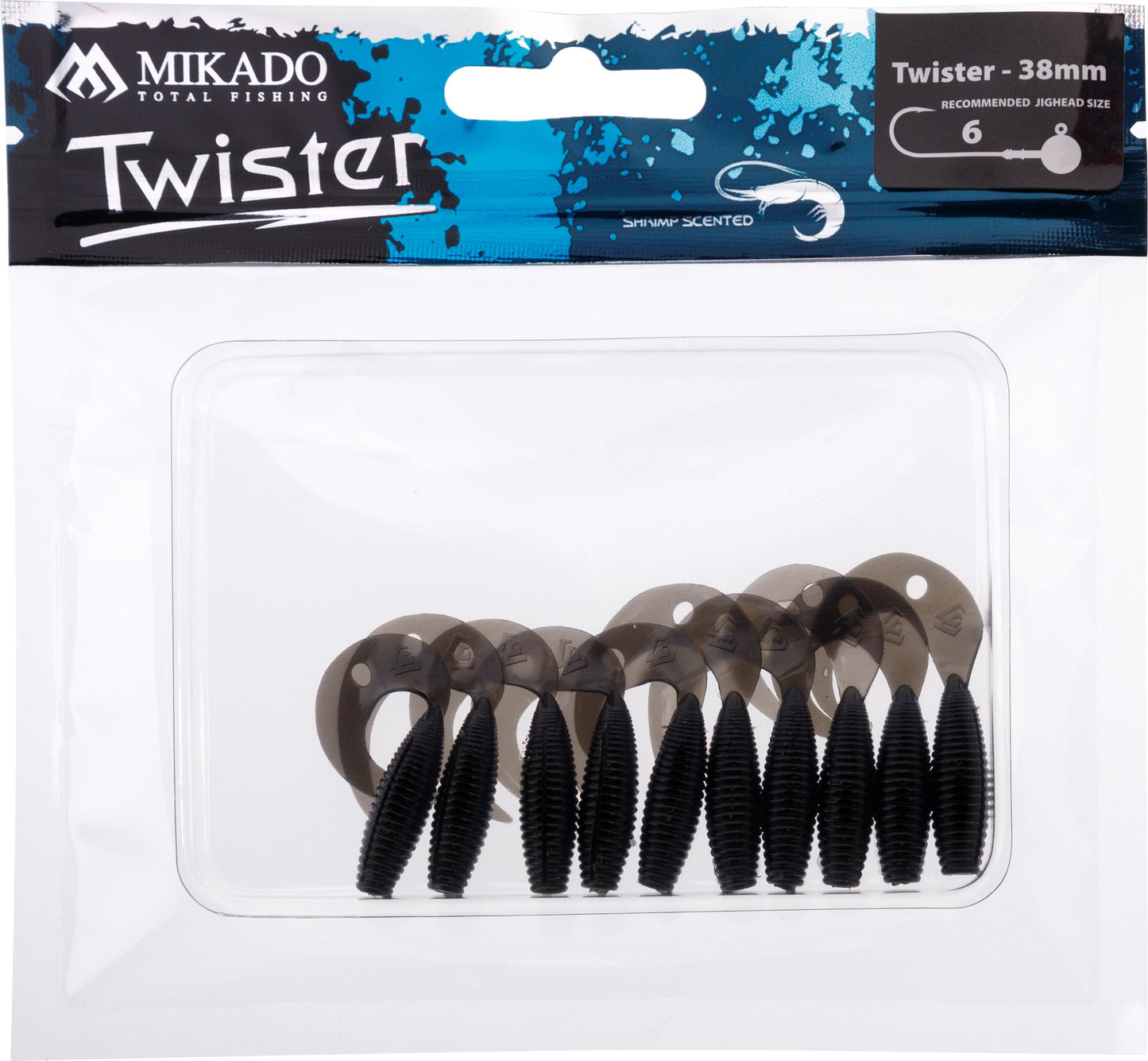Mikado Köder - Twister 38mm/ Black - 10 Stk.
