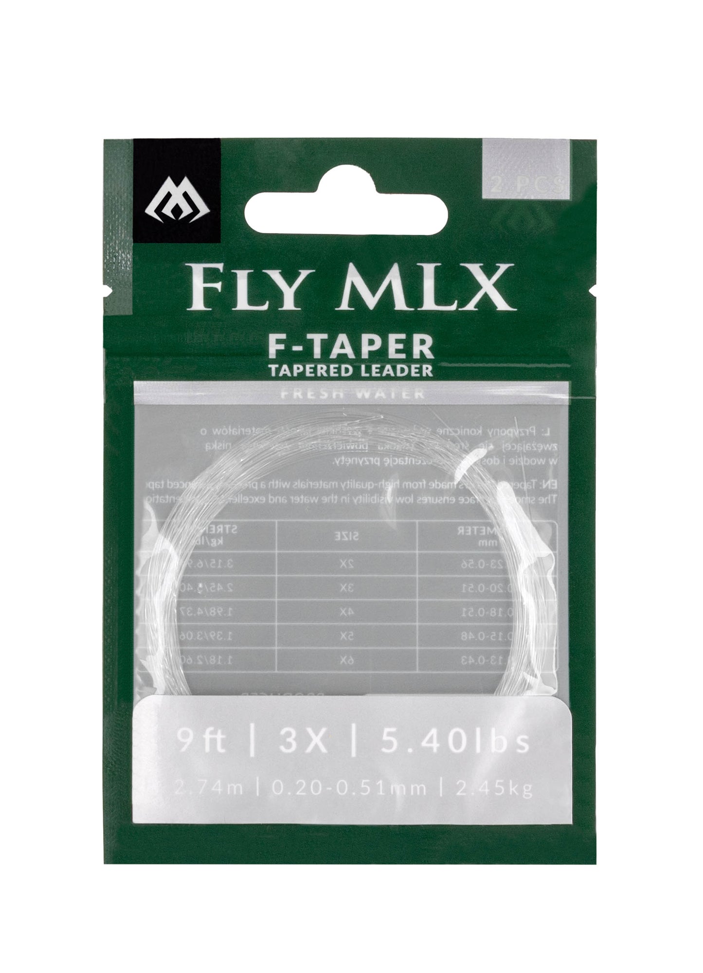 Mikado Konisches Fliegenvorfach - Fly Mlx F-Taper 9ft/3X (0.20mm) - 2 Stk.