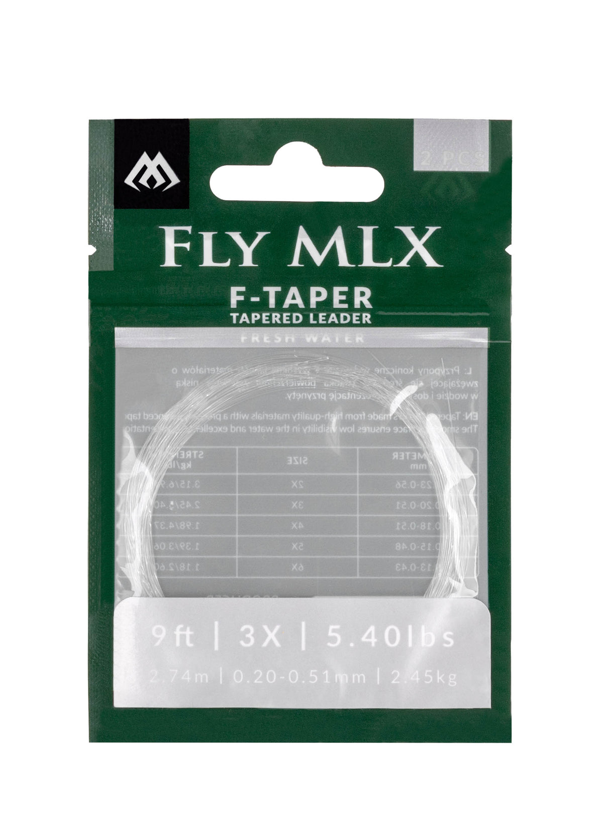 Mikado Konisches Fliegenvorfach - Fly Mlx F-Taper 9ft/6X (0.13mm) - 2 Stk.