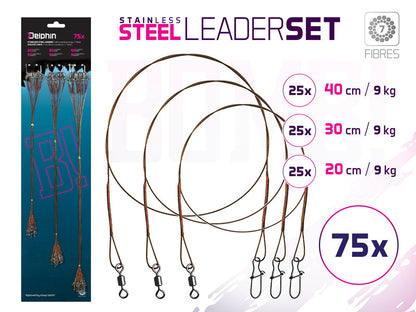 Stahlvorfach Set BOMB! Mit Wirbel und Karabiner / 7 Stahlfäden