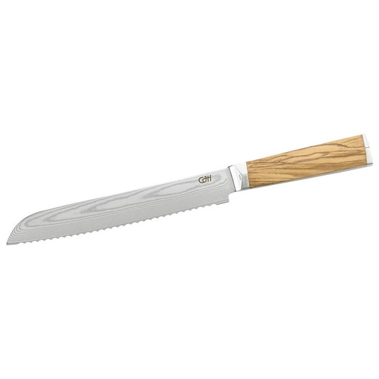 CJH Brotmesser, 67-Lagen Damast, Olivenholz