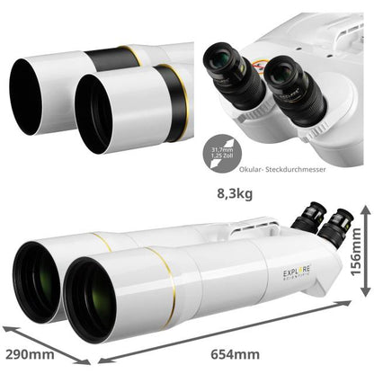 EXPLORE SCIENTIFIC BT-120 SF Großfernglas mit 62 Grad LER Okularen 20mm