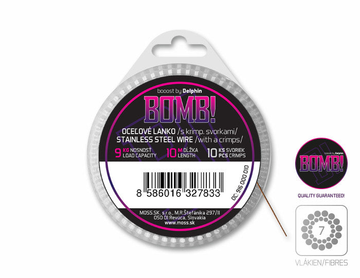 Stahldraht BOMB! mit Crimps /7 Edelstahlfäden