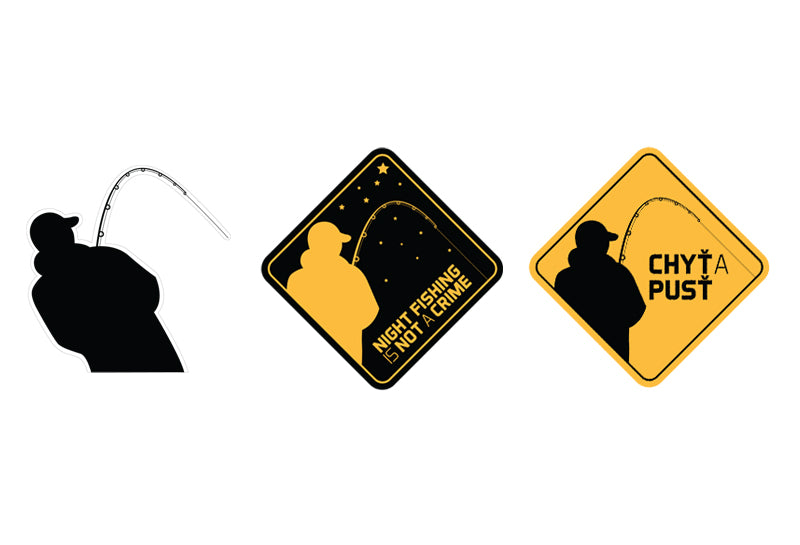 Aufkleber  Fischer Silhouette schwarz