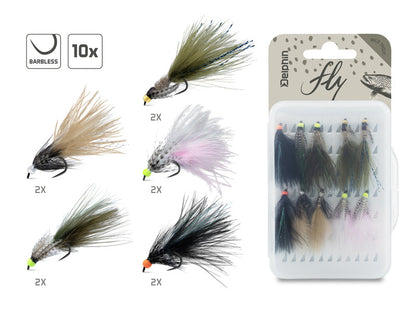 Set künstlicher Fliegen Delphin FLY / 10 Stück