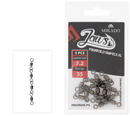 Mikado Wirbel - Jaws Fourfold Swivels Xl - 35kg - 5 Stk.