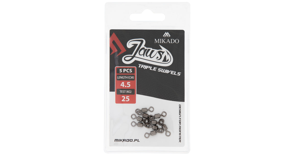Mikado Wirbel - Jaws Triple Swivels - 25kg - 5 Stk.