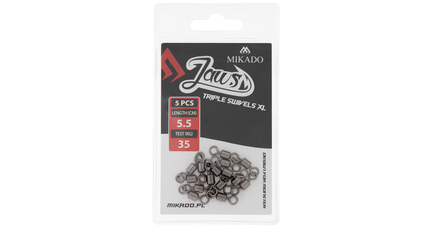 Mikado Wirbel - Jaws Triple Swivels Xl - 35kg - 5 Stk.
