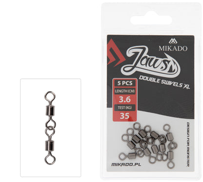 Mikado Wirbel - Jaws Double Swivels Xl - 35kg - 5 Stk.