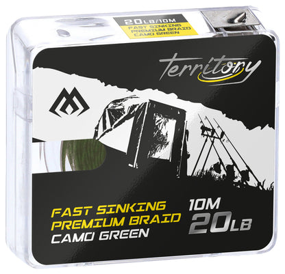 Mikado Geflochtene Vorfachschnur - Fast Sinking Premium Braid - 20lbs/10m - Camo Grün - 1 Stk.