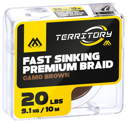 Mikado Geflochtene Vorfachschnur - Fast Sinking Premium Braid - 20lbs/10m - Camo Braun - 1 Stk.