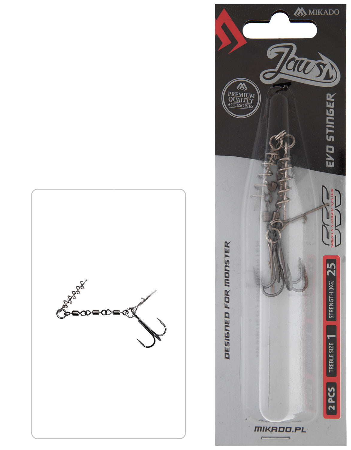 Mikado Stinger - Jaws Evo Stinger - 25kg - Drillingshaken NR. 1 - 2 Stk.