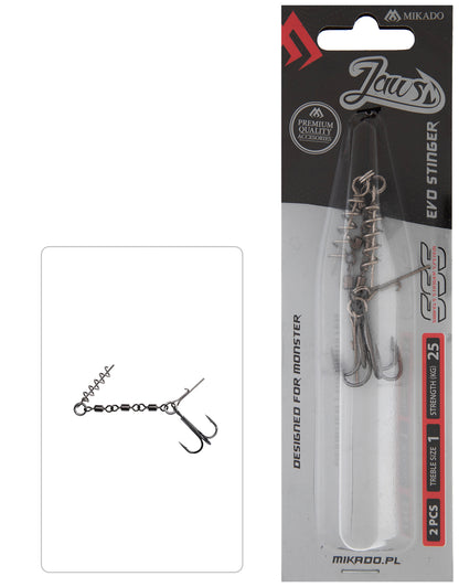 Mikado Stinger - Jaws Evo Stinger - 25kg - Drillingshaken NR. 1 - 2 Stk.