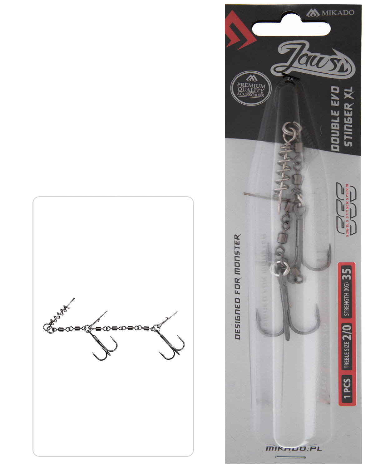 Mikado Stinger - Jaws Double Evo Stinger Xl - 35kg - Drillingshaken NR. 2/0 - 1 Stk.