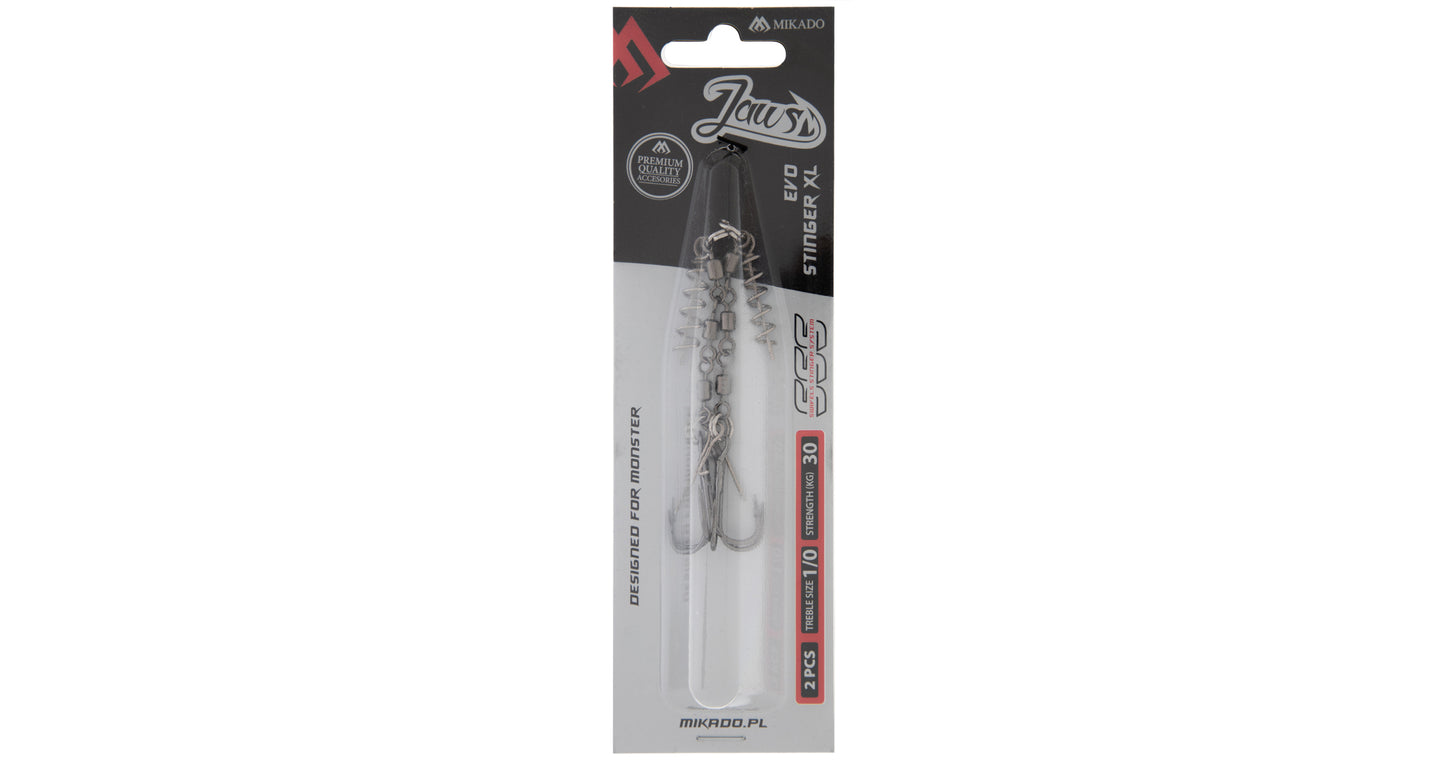 Mikado Stinger - Jaws Evo Stinger Xl - 30kg - Drillingshaken NR. 1/0 - 2 Stk.