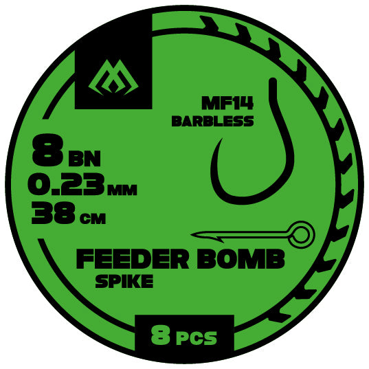 Mikado Fb Rig - MF14 Mit Spike - Haken Ohne Widerhaken NR. 8 / Monoschnur 0.23mm/38cm - 8 Stk.