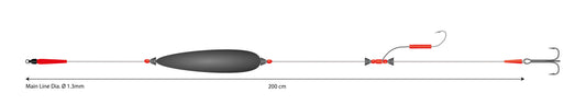 Mikado Set - Wels - Mono Catfish Set Iii - Big Bait Ready Rig 10g/200cm/100kg - Drillingshaken: 2/0 Haken Grösse 4/0 - 1 Stk.