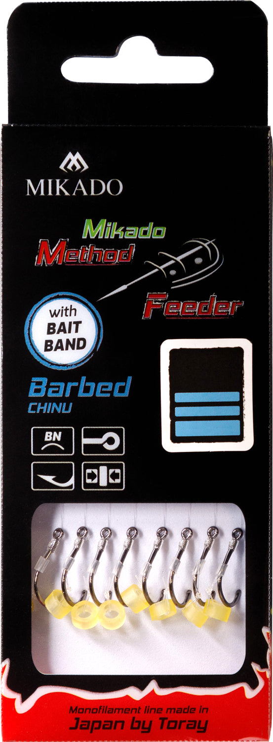 Mikado Methode Feeder Rig - Mit Gummi - Haken Mit Widerhaken Grösse 10 / Schnur: 0.23mm/10cm - 8 Stk.