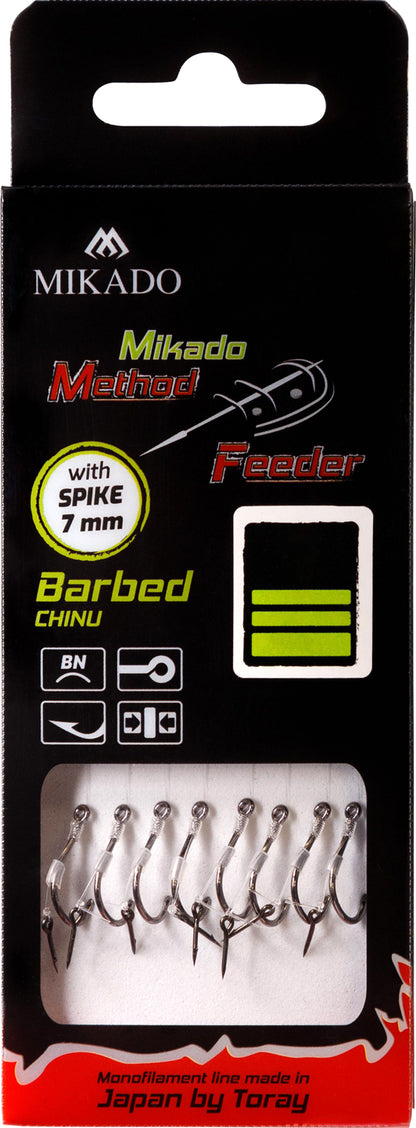 Mikado Methode Feeder Rig - Mit Nadel - Haken Mit Widerhaken Grösse 6 / Schnur: 0.28mm/10cm - 8 Stk.