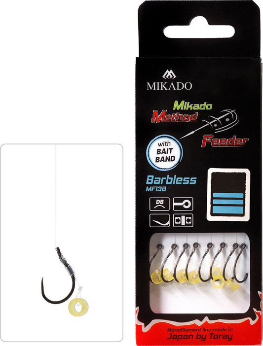 Mikado Methode Feeder Rig - Mit Gummi Haken Ohne Widerhaken 12 / Schnur 0.18mm/10cm - 8 Stk.