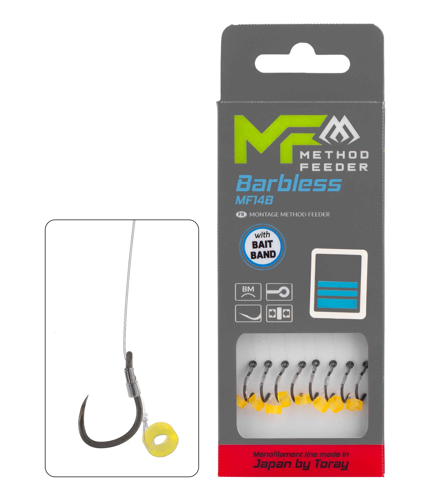 Mikado Leader Mf - MF14 Mit Gummi - Haken Ohne Widerhaken 14 / SCHNUR: 0.18mm/10cm - 8 Stk.