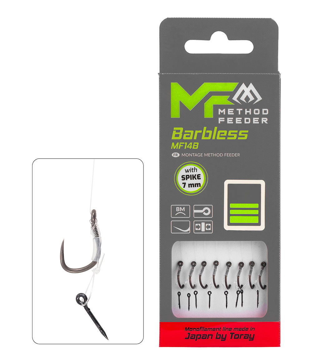 Mikado Mf Rig - MF14 With Spike - Barbless Hooks No 12 / Monoline 0.20mm/10cm - 8 Stk.