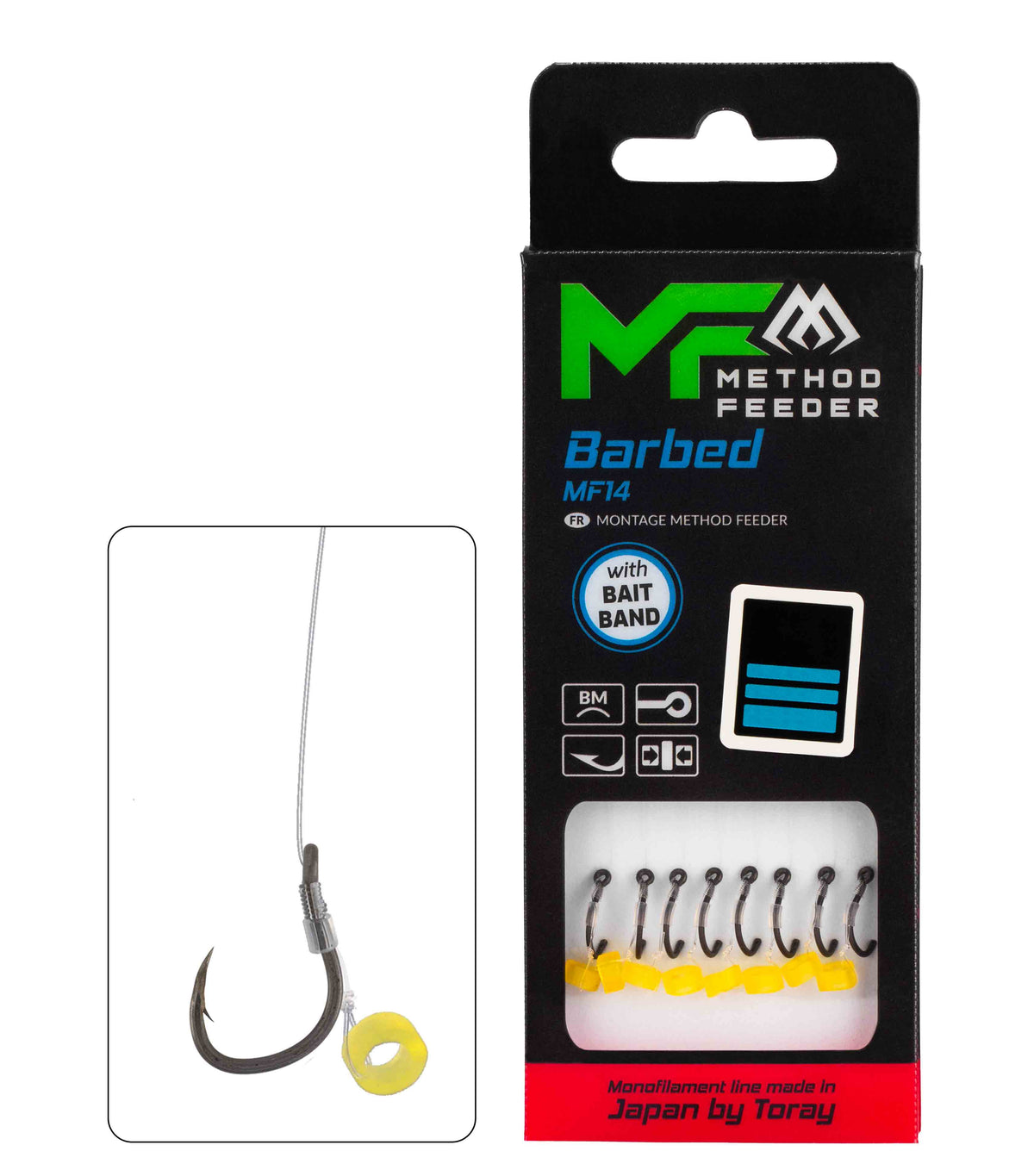 Mikado Leader Mf - MF14 Mit Gummi - Haken Mit Widerhaken Grösse  8 / SCHNUR: 0.23mm/10cm - 8 Stk.