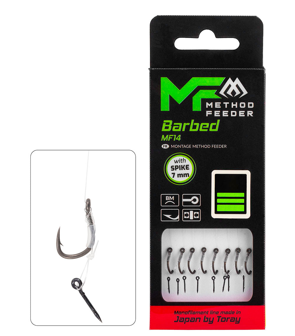 Mikado Leader Mf - MF14 Mit Nadel - Haken Mit Widerhaken Grösse  12 / SCHNUR: 0.20mm/10cm - 8 Stk.