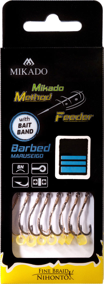 Mikado Methode Feeder Rig - Mit Gummi - Haken Mit Widerhaken Grösse 4 / Geflochtene Schnüre: 0.16mm/10cm - 8 Stk.