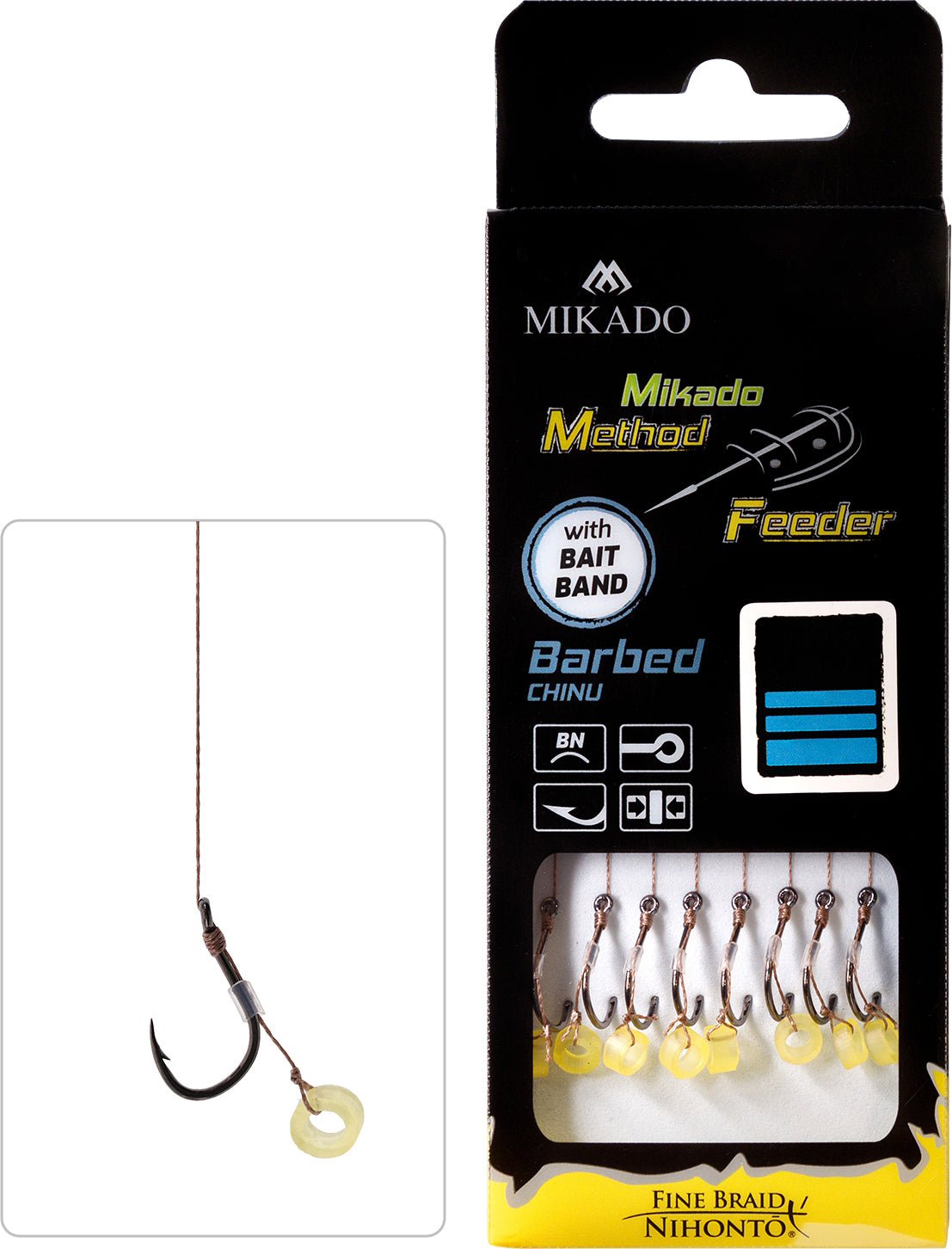 Mikado Methode Feeder Rig - Mit Gummi - Haken Mit Widerhaken Grösse 8 / Geflochtene Schnüre: 0.14mm/10cm - 8 Stk.