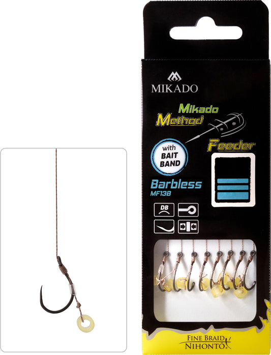 Mikado Methode Feeder Rig - Mit Gummi Haken Ohne Widerhaken 10 / Geflochtene Schnüre 0.12mm/10cm - 8 Stk.