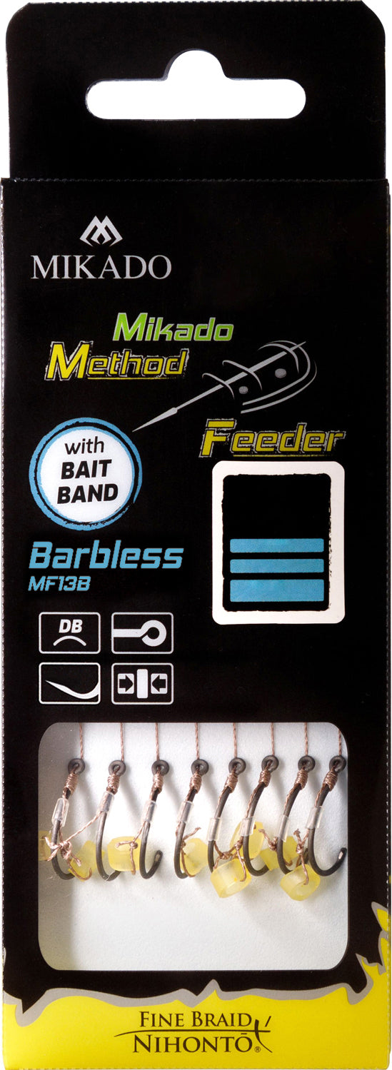 Mikado Methode Feeder Rig - Mit Gummi Haken Ohne Widerhaken 10 / Geflochtene Schnüre 0.12mm/10cm - 8 Stk.