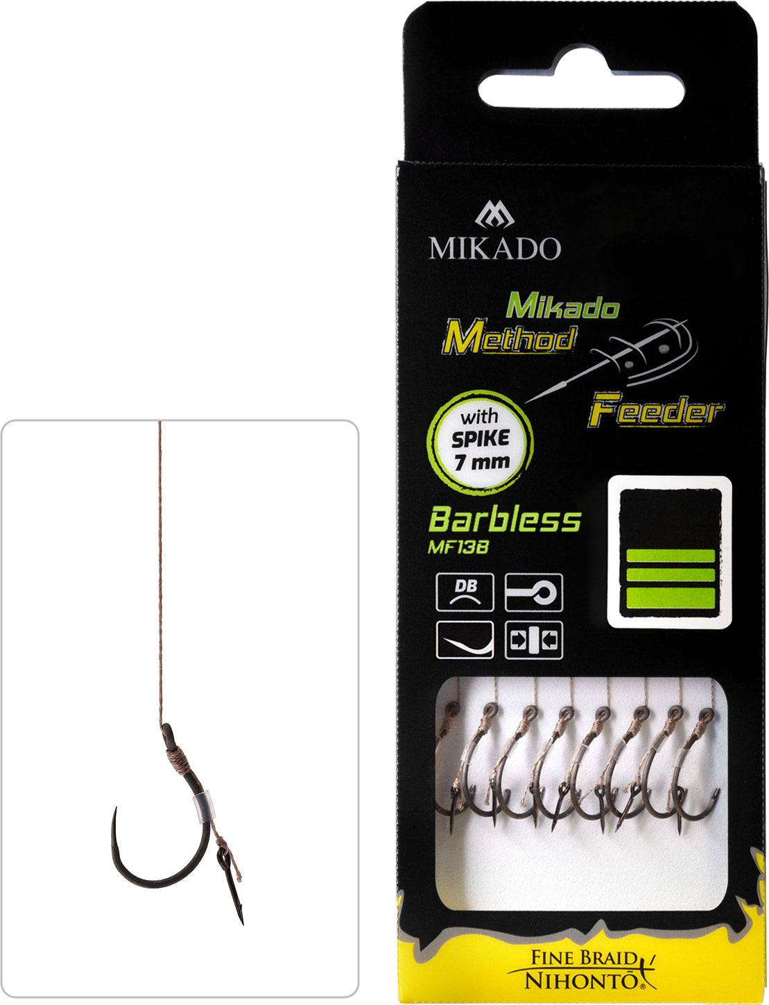 Mikado Methode Feeder Rig - Mit Nadel Haken Ohne Widerhaken 10 / Geflochtene Schnüre 0.12mm/10cm - 8 Stk.