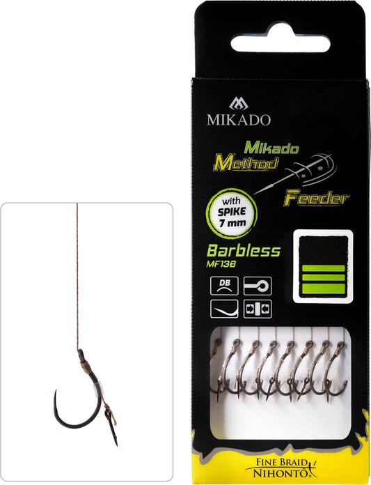 Mikado Methode Feeder Rig - Mit Nadel Haken Ohne Widerhaken 8 / Geflochtene Schnüre 0.14mm/10cm - 8 Stk.