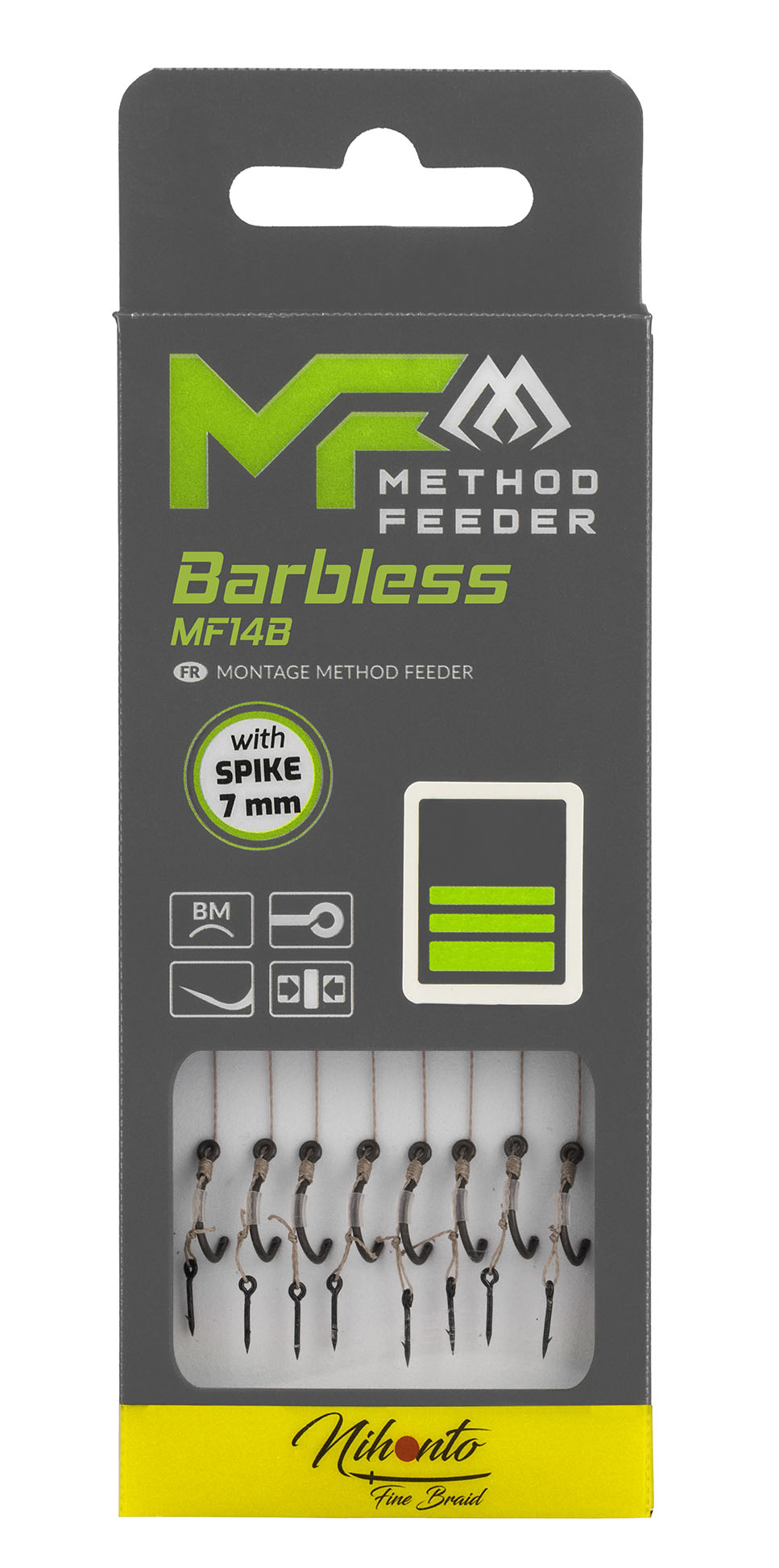 Mikado Leader Mf - MF14 Mit Nadel - Haken Ohne Widerhaken 4 / Geflochtene SCHNÜRE: 0.18mm/10cm - 8 Stk.