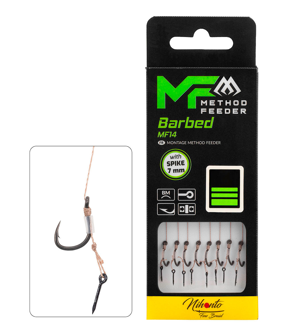Mikado Leader Mf - MF14 Mit Nadel - Haken Mit Widerhaken Grösse  4 / Geflochtene SCHNÜRE: 0.18mm/10cm - 8 Stk.