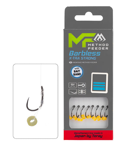 Mikado Method-Feeder-Vorfach - X-Tra Strong Mit Köderband - Haken Ohne Widerhaken NR. 8 / Monofil 0.23mm/10cm - 8 Stk.