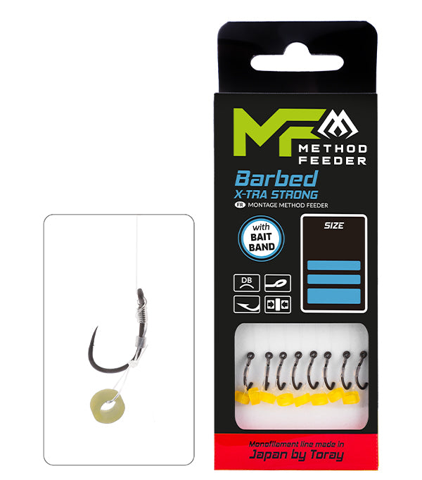 Mikado Method-Feeder-Vorfach - X-Tra Strong Mit Köderband - Haken Mit Widerhaken NR. 12 / Monofil 0.20mm/10cm - 8 Stk.