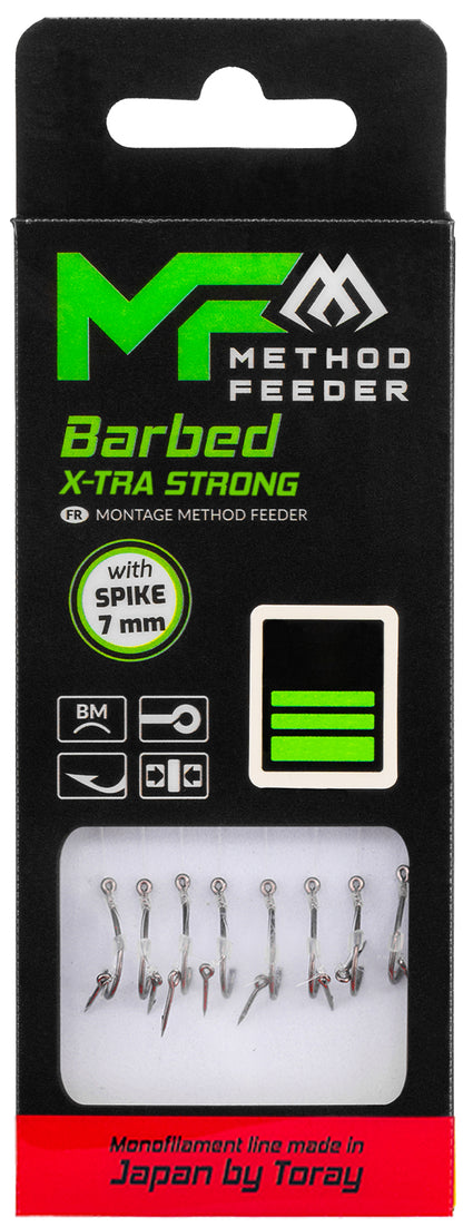 Mikado Method-Feeder-Vorfach - X-Tra Strong Mit Köderspike - Haken Mit Widerhaken NR. 10 / Monofil 0.23mm/10cm - 8 Stk.