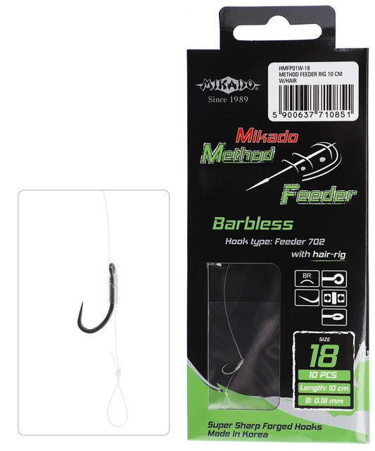 Mikado Methode Feeder Rig - Mit Haar - Haken Ohne Widerhaken 16 / Schnur: 0.20mm/10cm - 8 Stk.